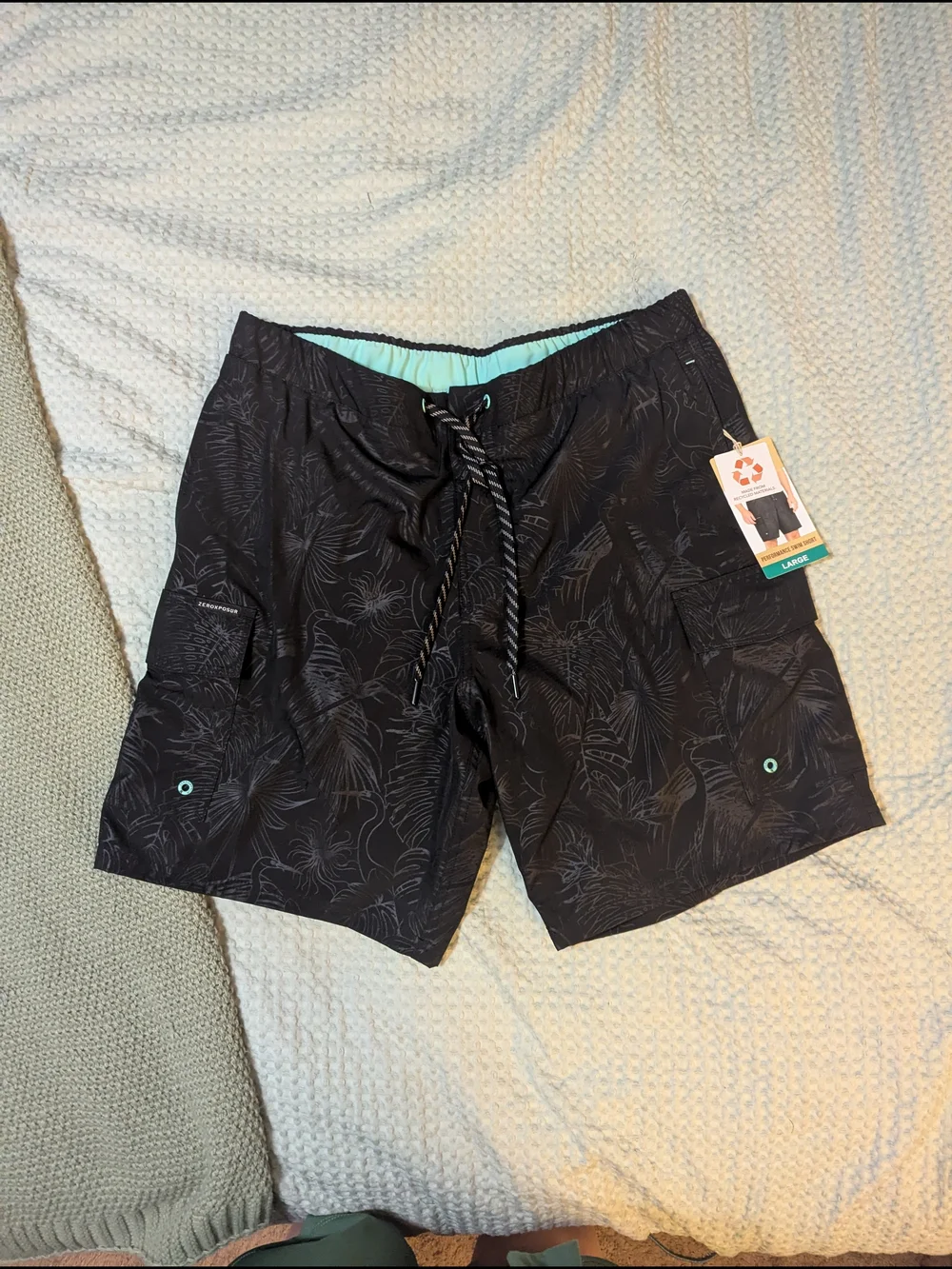 ZeroXposur Black Tropical Performance Swim Shorts, Size L